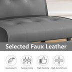 Fauteuil d'appoint sans accoudoirs capitonné en similicuir style Mid-Century avec ottoman, 60 cm de large