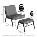 Fauteuil d'appoint sans accoudoirs capitonné en similicuir style Mid-Century avec ottoman, 60 cm de large