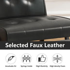 Fauteuil d'appoint sans accoudoirs capitonné en similicuir style Mid-Century avec ottoman, 60 cm de large