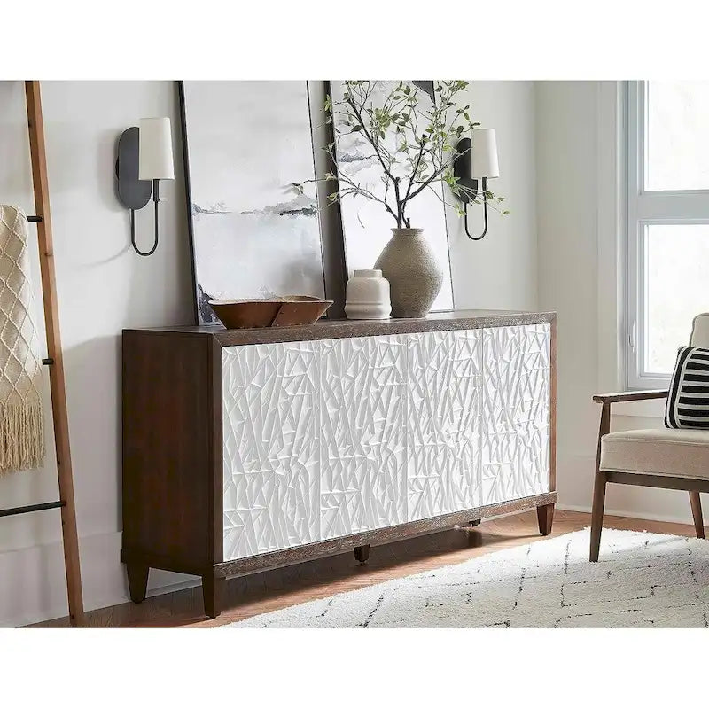 Console en bois avec portes – Meuble TV, meuble d'appoint et console d'entrée, entièrement assemblé, marron