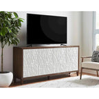 Console en bois avec portes – Meuble TV, meuble d'appoint et console d'entrée, entièrement assemblé, marron