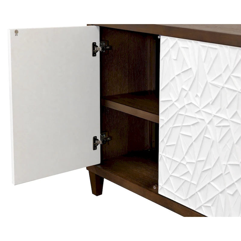 Console en bois avec portes – Meuble TV, meuble d'appoint et console d'entrée, entièrement assemblé, marron