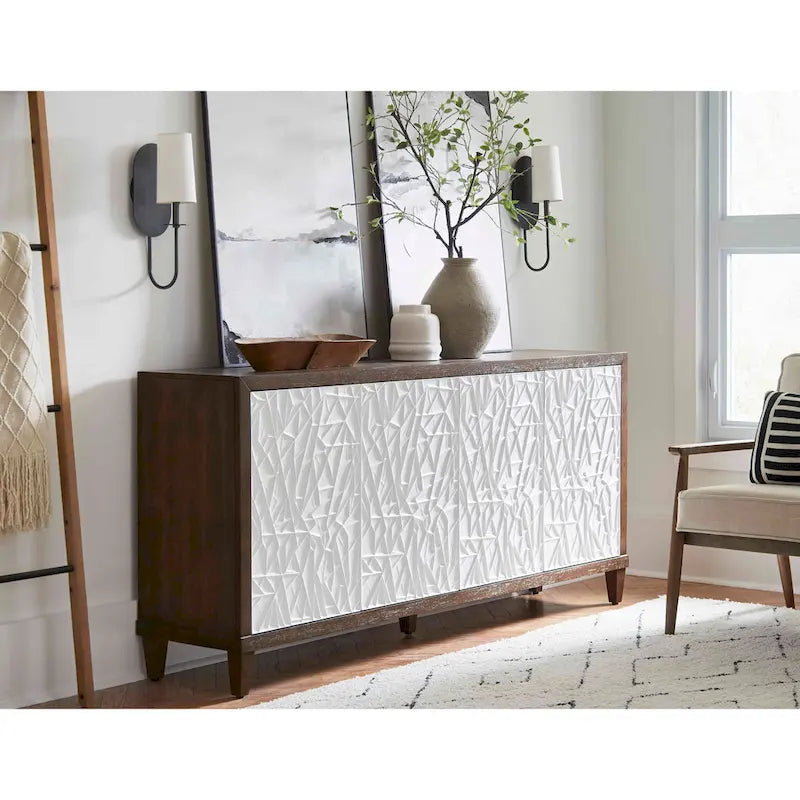 Console en bois avec portes – Meuble TV, meuble d'appoint et console d'entrée, entièrement assemblé, marron