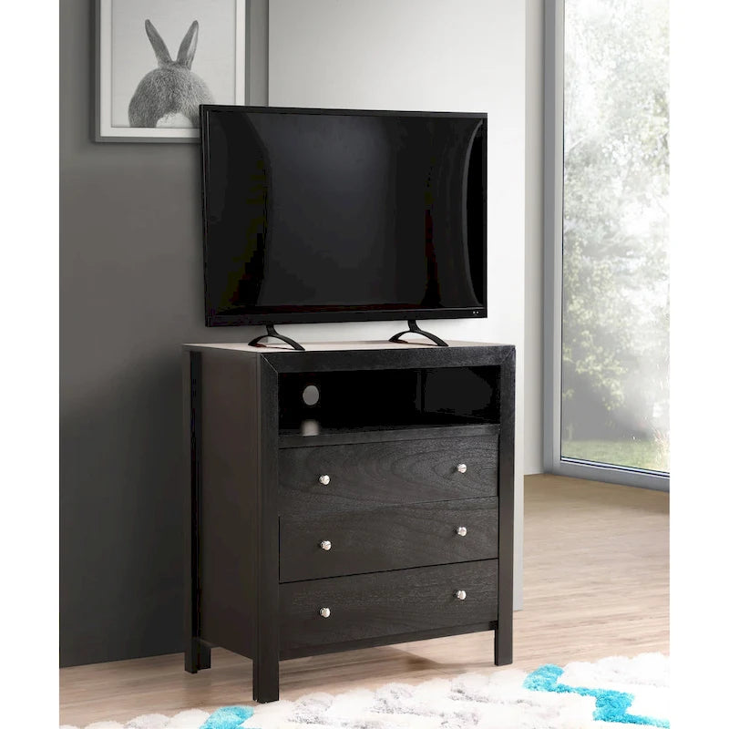 Meuble TV avec 3 tiroirs et étagère ouverte
