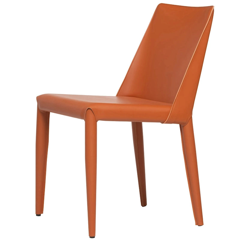 Chaise de salle à manger en cuir vegan style Mid-Century Modern