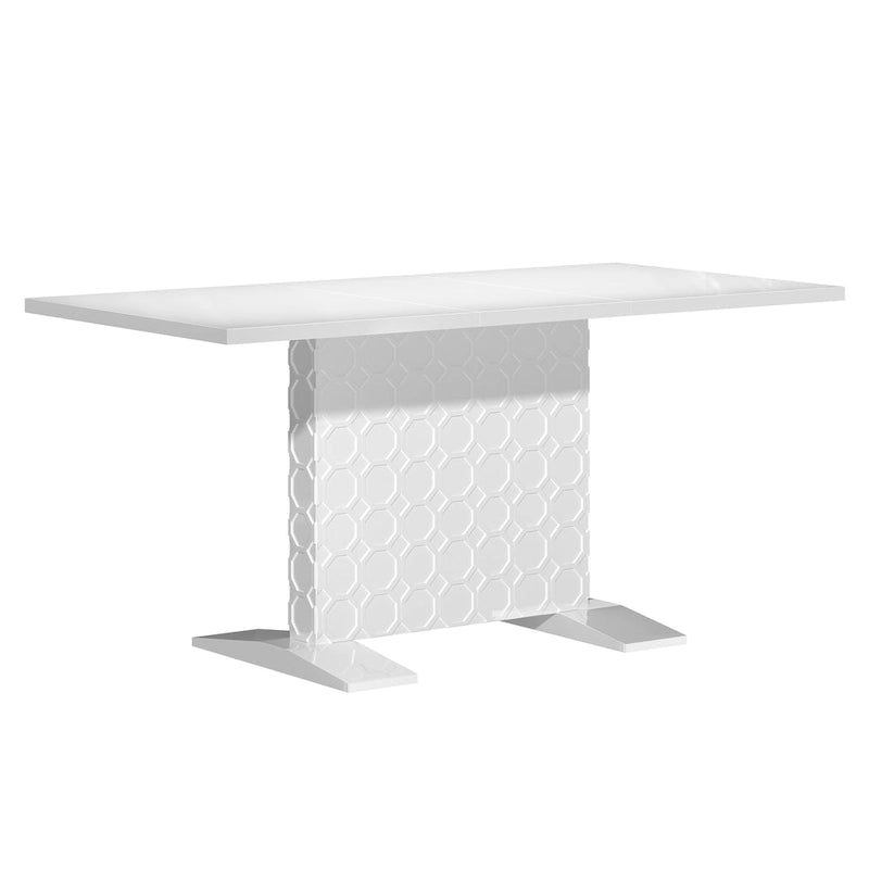 Clihome Glossy Wood Extendable Dining Table for 6 People