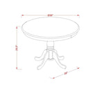 Table de salle à manger ronde sur pied, 36x36 pouces (finitions disponibles)