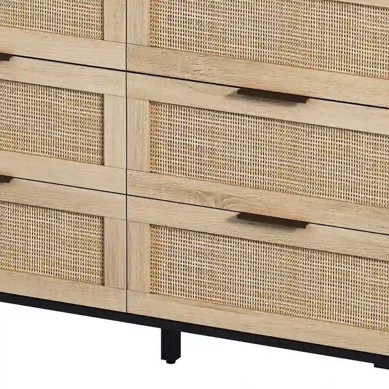 Armoire de rangement en rotin à 6 tiroirs