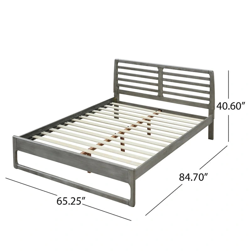 Lit plateforme Queen en bois de style transitionnel