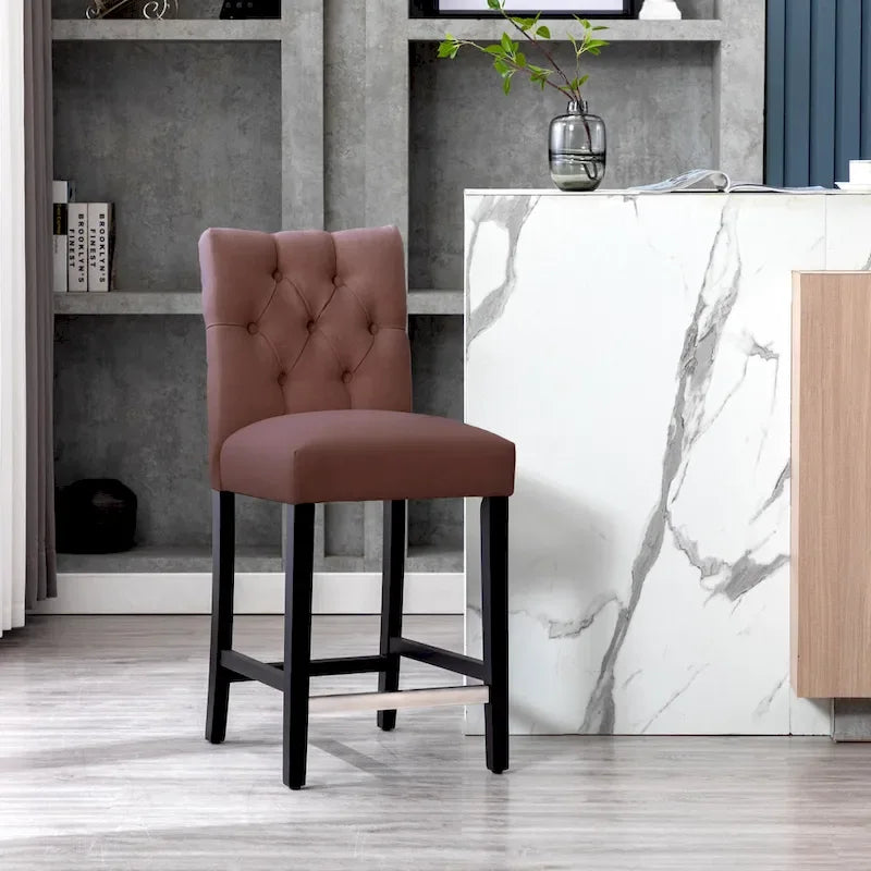 Tabouret de comptoir capitonné de 24 pouces avec pieds à finition noire