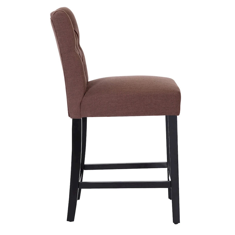 Tabouret de comptoir capitonné de 24 pouces avec pieds à finition noire