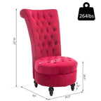 Fauteuil d'appoint dossier haut capitonné en velours rouge