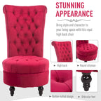 Fauteuil d'appoint dossier haut capitonné en velours rouge