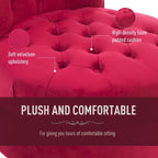 Fauteuil d'appoint dossier haut capitonné en velours rouge