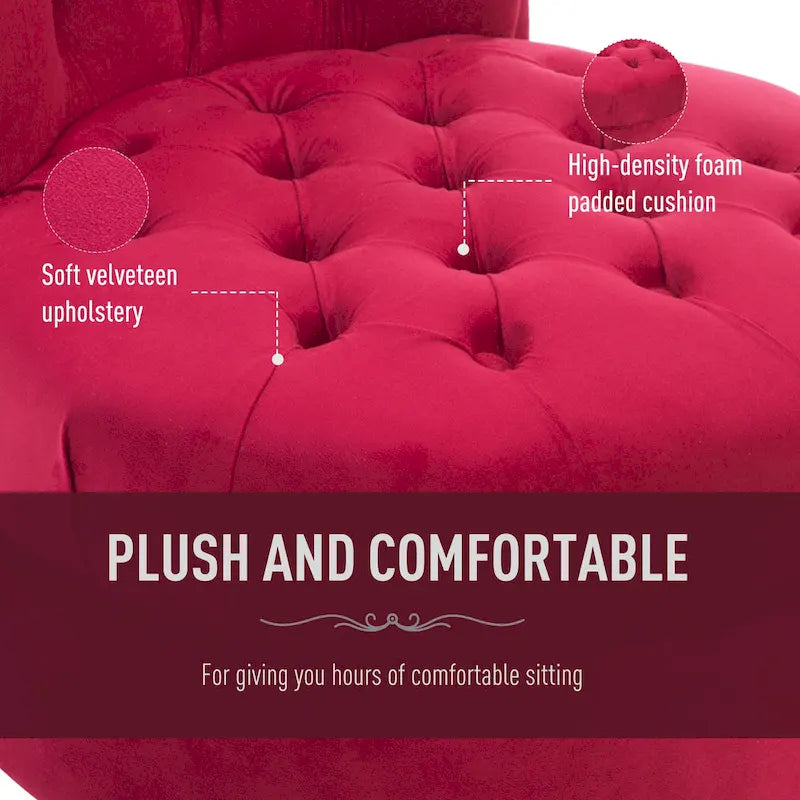 Fauteuil d'appoint dossier haut capitonné en velours rouge