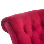 Fauteuil d'appoint dossier haut capitonné en velours rouge