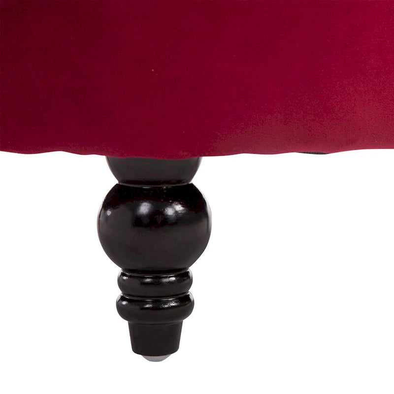 Fauteuil d'appoint dossier haut capitonné en velours rouge