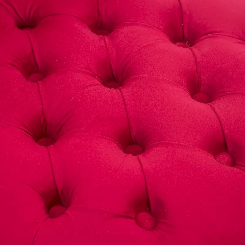 Fauteuil d'appoint dossier haut capitonné en velours rouge