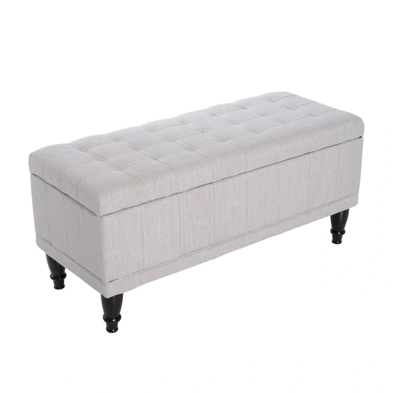 Banc de rangement capitonné en tissu 42 po