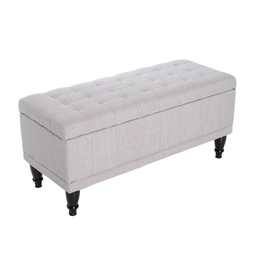 Banc de rangement capitonné en tissu 42 po