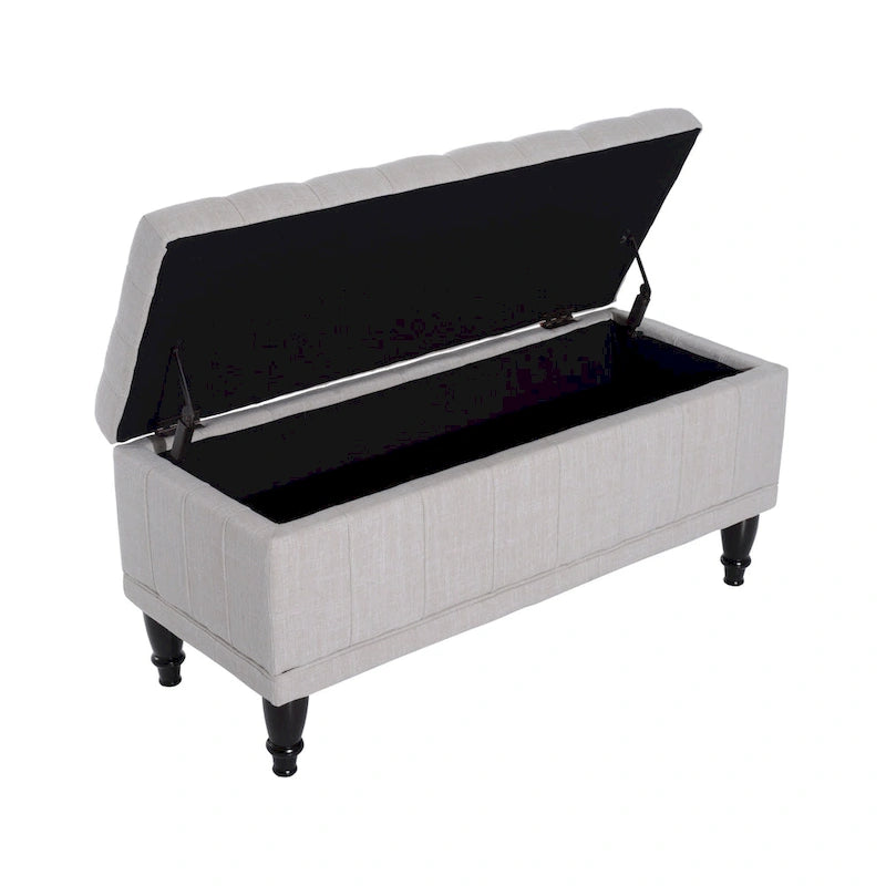 Banc de rangement capitonné en tissu 42 po