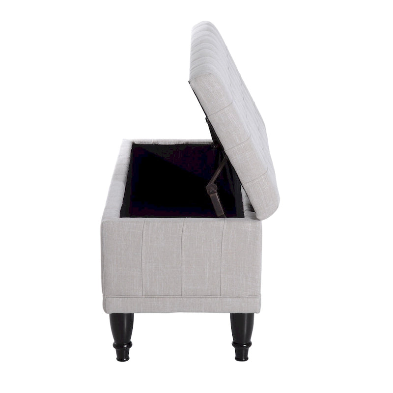 Banc de rangement capitonné en tissu 42 po
