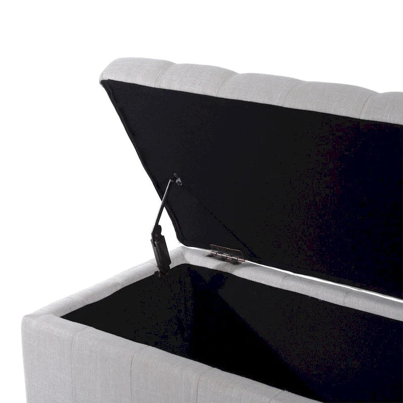 Banc de rangement capitonné en tissu 42 po