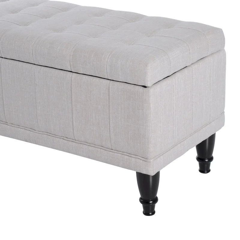 Banc de rangement capitonné en tissu 42 po