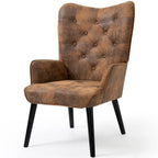 Fauteuil rustique avec accoudoirs, capitonné à oreilles