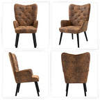 Fauteuil rustique avec accoudoirs, capitonné à oreilles