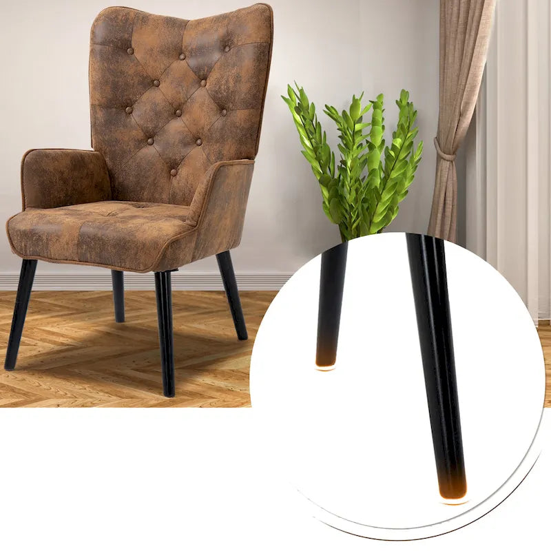 Fauteuil rustique avec accoudoirs, capitonné à oreilles