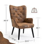 Fauteuil rustique avec accoudoirs, capitonné à oreilles