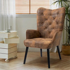 Fauteuil rustique avec accoudoirs, capitonné à oreilles