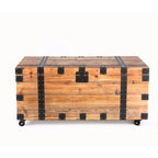Table basse coffre de rangement à roulettes