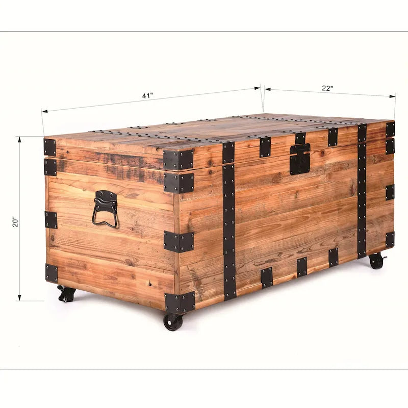 Table basse coffre de rangement à roulettes