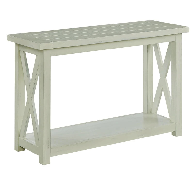 Console blanche avec rangement ouvert