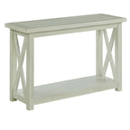 Console blanche avec rangement ouvert