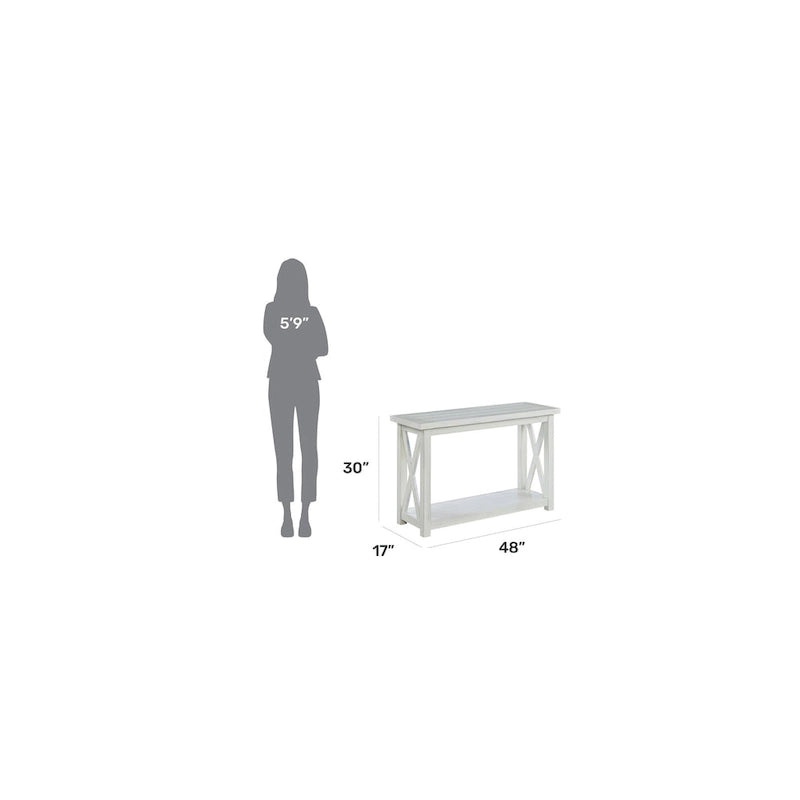 Console blanche avec rangement ouvert
