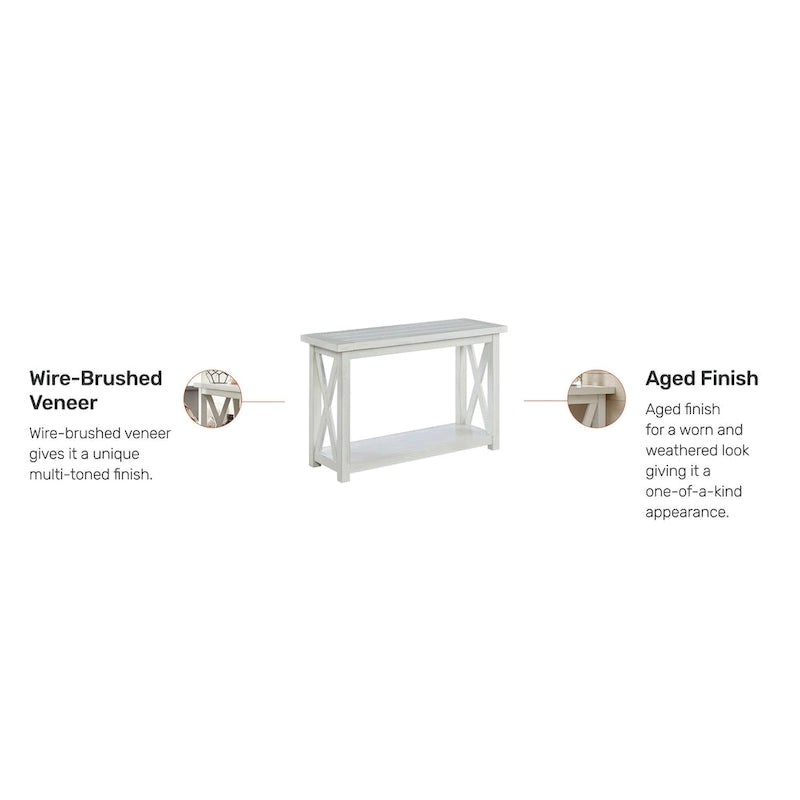 Console blanche avec rangement ouvert