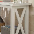 Console blanche avec rangement ouvert