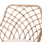 Lot de 2 chaises de salle à manger Bohème en rotin avec coussin et accoudoirs