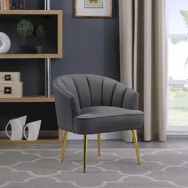 Fauteuil d'appoint en velours avec dossier capitonné
