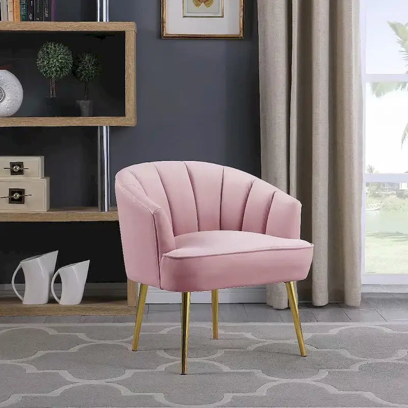 Fauteuil d'appoint en velours avec dossier capitonné