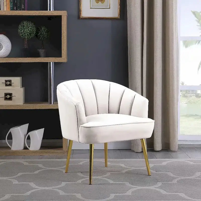 Fauteuil d'appoint en velours avec dossier capitonné
