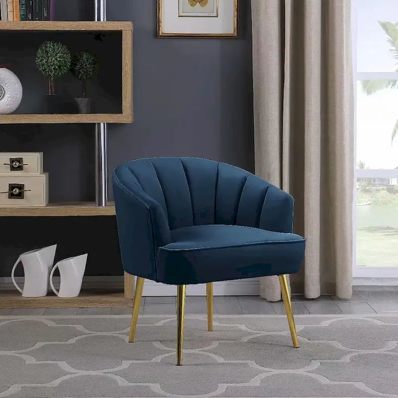 Fauteuil d'appoint en velours avec dossier capitonné