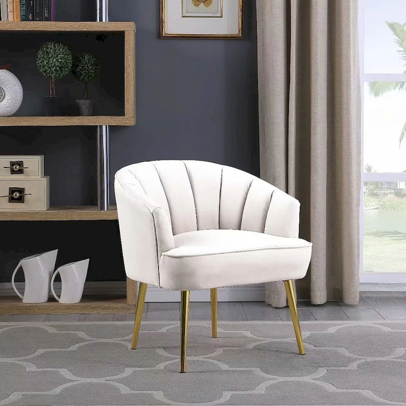 Fauteuil d'appoint en velours avec dossier capitonné