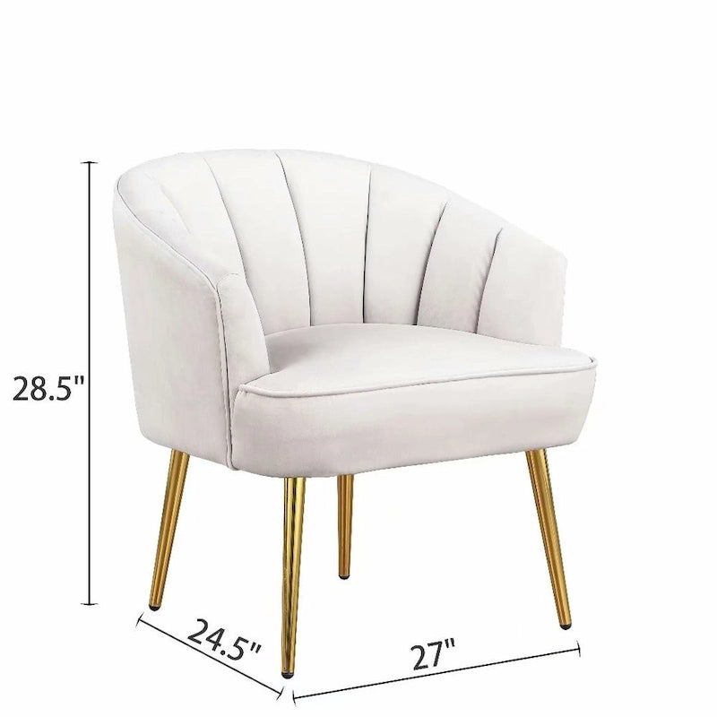 Fauteuil d'appoint en velours avec dossier capitonné