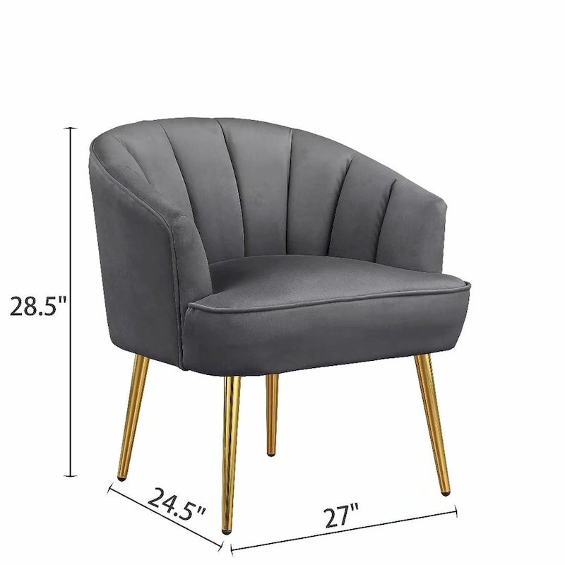 Fauteuil d'appoint en velours avec dossier capitonné