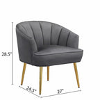 Fauteuil d'appoint en velours avec dossier capitonné