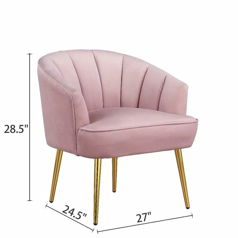 Fauteuil d'appoint en velours avec dossier capitonné